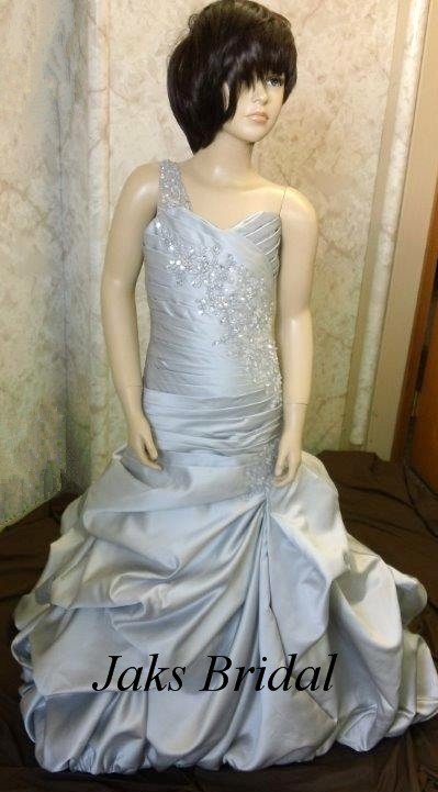 silver one shoulder pickup dress